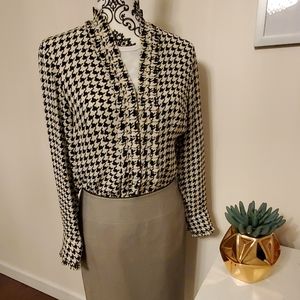 Talbot's Houndstooth pattern silk blouse